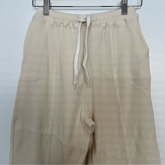 Frankie Shop Jogger Pants Small Bone Waffle Knit Elastic Waist Pockets Relaxed - Picture 2 of 15
